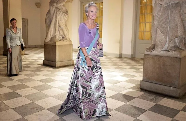 Crown Princess Mary wore a fuchsia gown by David Andersen. Princess Charlene wedding. Rupert Sanderson pink satin pumps