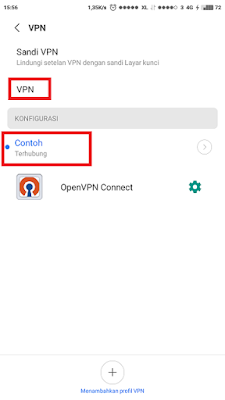 Proses penghubungan vpn pada android