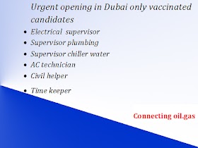 Urgent opening in Dubai only vaccinated candidates