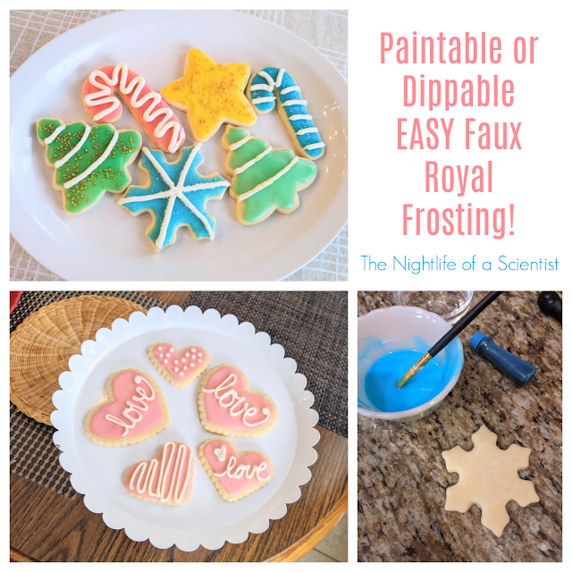 Paintable or Dippable Faux Royal Cookie Icing No Egg Whites or Piping Bags