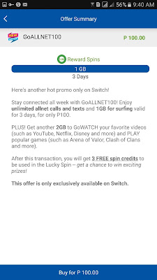 Globe GOALLNET100 Promo