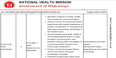 Community Field Coordinator Jobs in National Health Mission Meghalaya