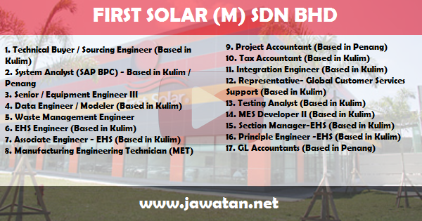 Jawatan Kosong di First Solar Malaysia Sdn Bhd 