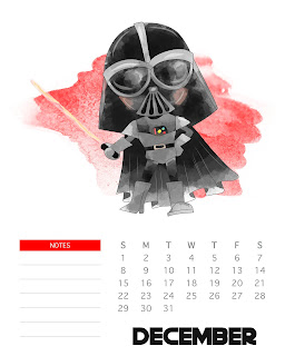 Calendario 2019 de Star Wars para Imprimir Gratis. 