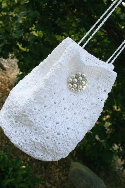 Bolsa Saco em Croche para Casamento