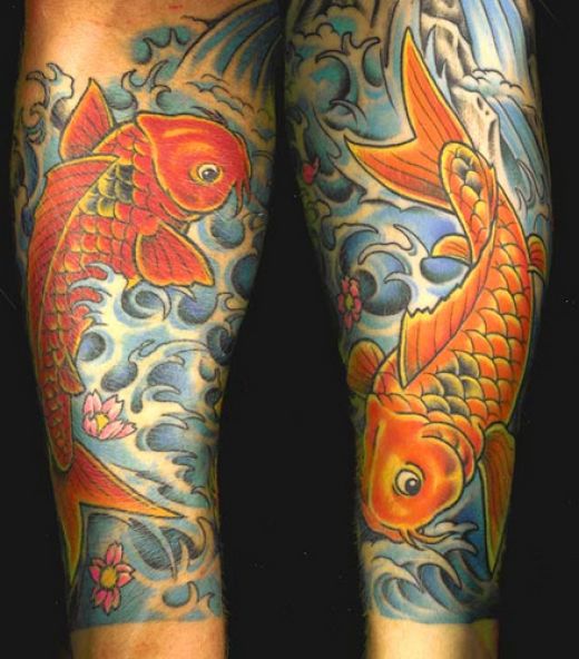 Two koi sleeve tattoo designs and man they are stunning