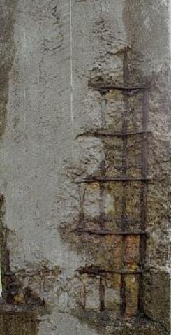 Spalled and corroded concrete column required to be repaired