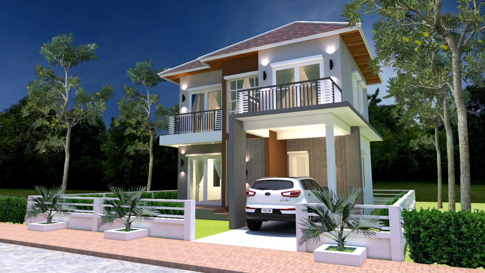 Sketchup Home Plan 8x8m with 3 Bedrooms Samphoas House Plan