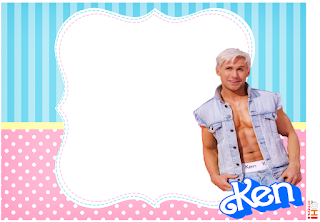 Ken, Barbie the Movie: Free Printable Party Invitations, Cards or Labels.