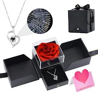 Caja de Rosas de Amor y Collar de Corazón