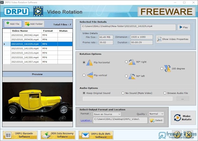 DRPU Video Rotator : un logiciel gratuit pour faire pivoter les vidéos