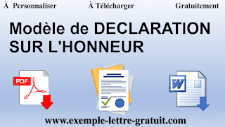 Modèle de déclaration sur l'honneur PDF Word