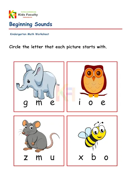 Circle the letter that each picture starts with.