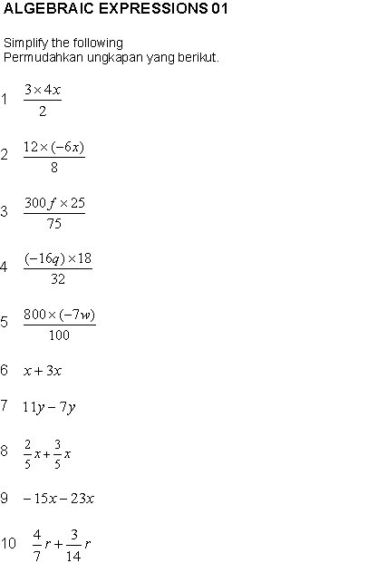 Cekap Algebra: UNGKAPAN ALGEBRA