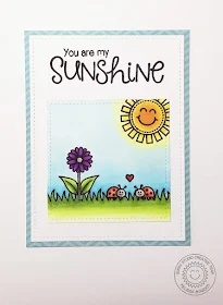 Sunny Studio: You Are My Sunshine card by Melissa Bowden (using Sunny Sentiments & Backyard Bugs stamp sets)