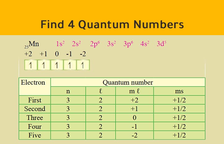 Find 4 Quantum Numbers with examples