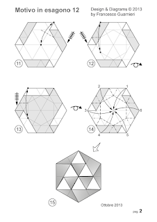 Origami, diagrammi pag. 2, motivo in esagono 12 by Francesco Guarnieri