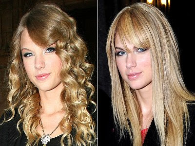 taylor swift had just changed a new hairstyle. she straighten her hair.