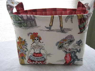 fabric bucket with paseo de los muertos design