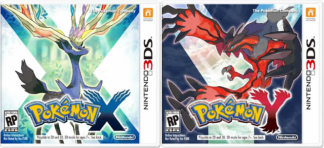 Game covers for the Pokemon games, X and Y for Nintendo 3DS