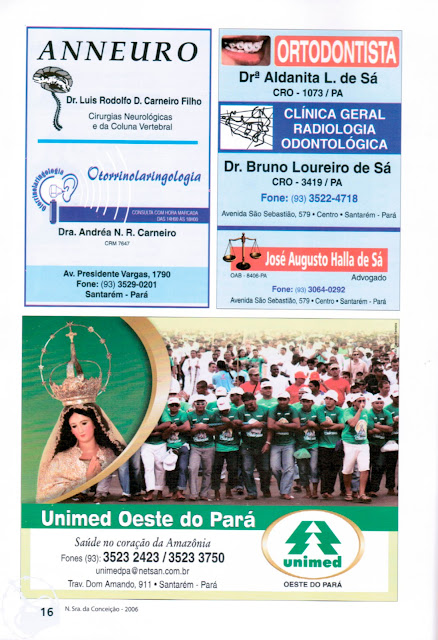 PROGRAMA DA FESTA DE NOSSA SENHORA DA CONCEIÇÃO – 2006 – Santarém – Pará - Brasil