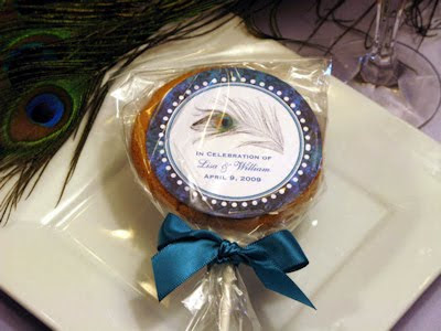 Peacock Cookie Pop Favors These cookie pop favors are made to order and