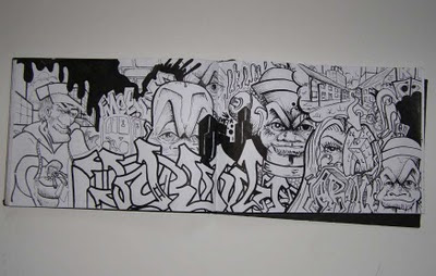 Graffiti_Mural_Sketches_Black_and_White_Themes_on_wall