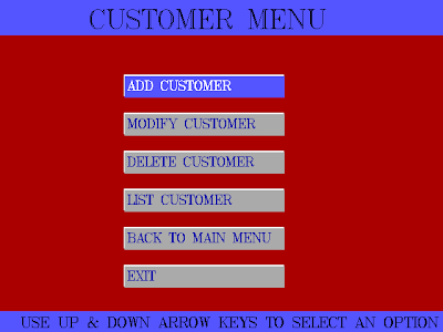 customer menu