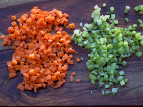 Diced Celery and Carrots for Buffalo Chicken Fried Pies