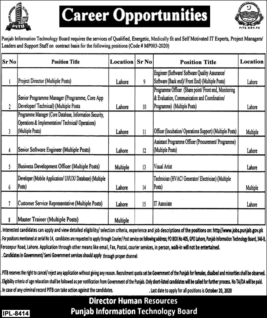 New Jobs In Punjab Information Technology Board 2020 | Data Entry Operator Jobs