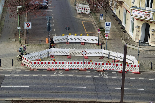 Baustelle Greifswalder Str. / Christburger Str., Straßenbauarbeiten, 10405 Berlin, 02.04.2014