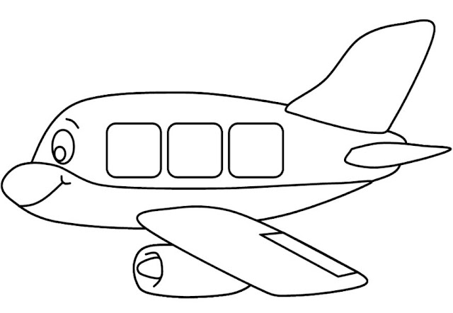 Gambar Mewarnai Pesawat Untuk Anak PAUD TK Plane 