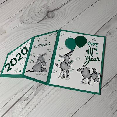 New Years Greeting Card with three donkeys using darling Donkeys Stamp Set