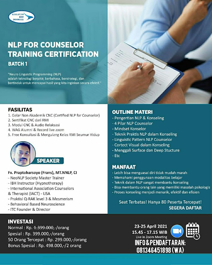 GELAR NON AKADEMIK NLP FOR COUNSELOR TRAINING CERTIFICATION