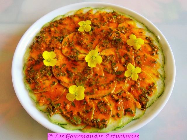 Carpaccio de courgette à l'indienne (Vegan)