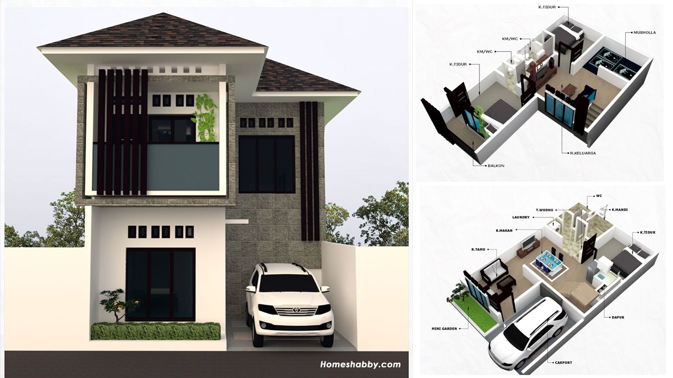 Desain dan Denah Rumah Minimalis 2 Lantai Bentuk Leter L ...