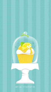 【レモンカップケーキ】スイーツのおしゃれでシンプルかわいいイラストスマホ壁紙/ホーム画面/ロック画面