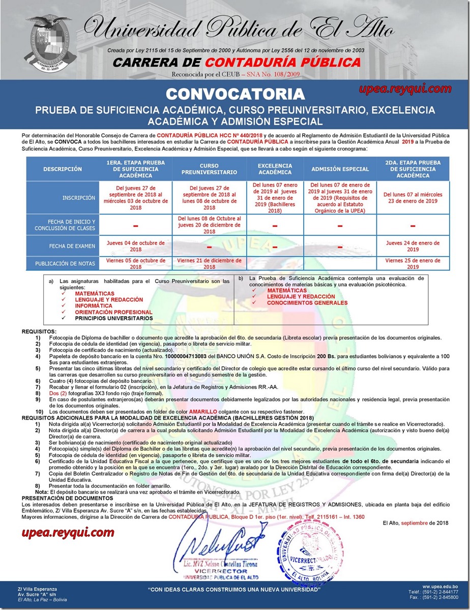 Convocatorias UPEA 2019