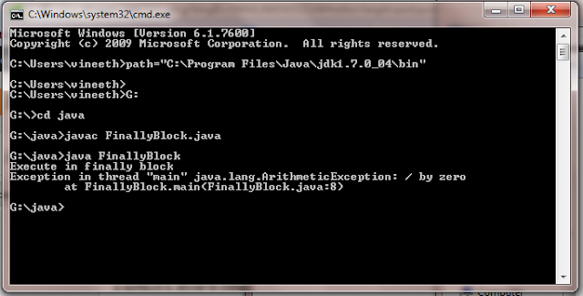 Java Exception handling using Finally method