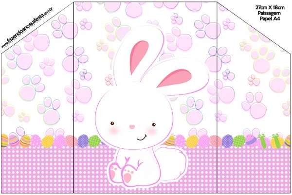 Easter Bunny in Pink Squares: Free Printable Invitations.