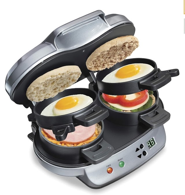 Hamilton Beach Dual Breakfast Sandwich Maker with Timer, Silver (25490A)