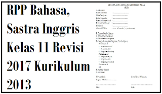 RPP Bahasa, Sastra Inggris Kelas 11 Revisi 2017 Kurikulum 2013