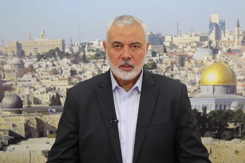 Ismail Haniyeh, líder do Hamas, em um discurso televisionado no qual pediu uma "solução política" para o conflito em curso com Israel, em 1º de novembro de 2023 | Captura de tela, canal do Hamas no Telegram