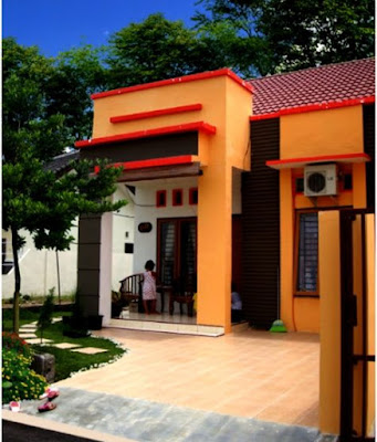 Desain Terbaru Kombinasi Warna Cat Orange Rumah Minimalis Tampilan stylish dan modern 4