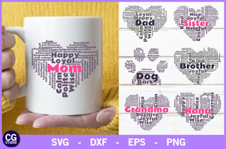 Family SVG word cloud, subway art svg, dog svg, paw svg, nana svg, grandma svg, dad svg, sister svg, brother svg, family reunion svg, cricut