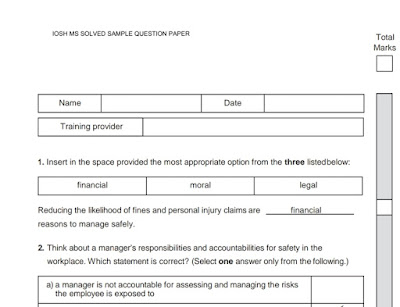 IOSH MS Solved Question Paper | Pdf