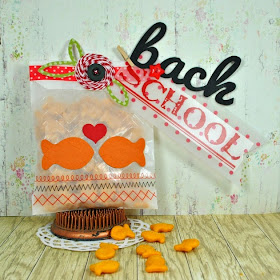 SRM Stickers Blog - Back To School Treat Bag by Cathy H.- #school #embossed #bag #glassine #stickers #numbers #twine #treat