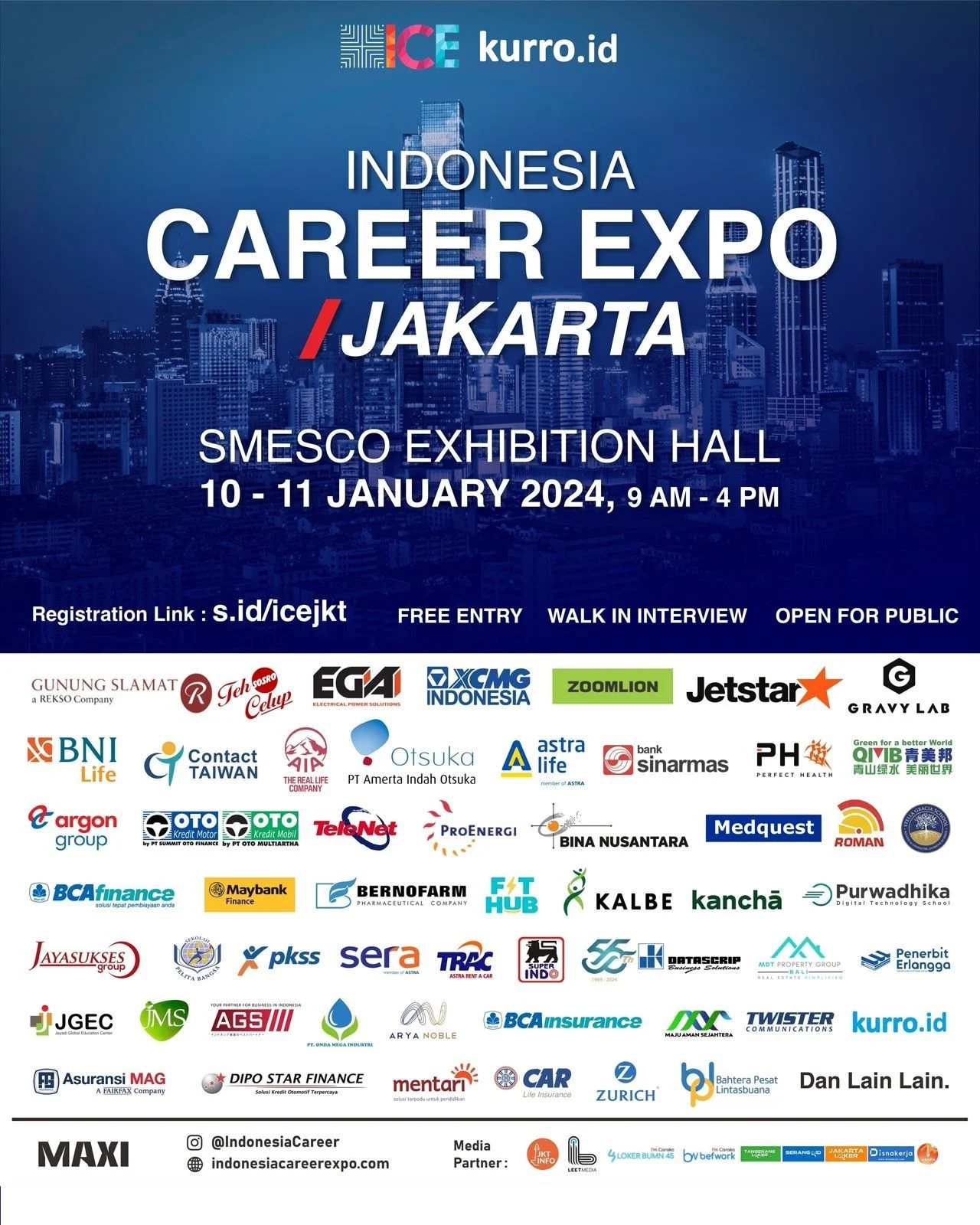 Banner Indonesia Career Expo 2024 di SMESCO Building Jakarta