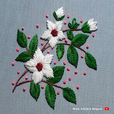 Tiny white hand embroidered flower easy way, So attractive hand embroidery white flower