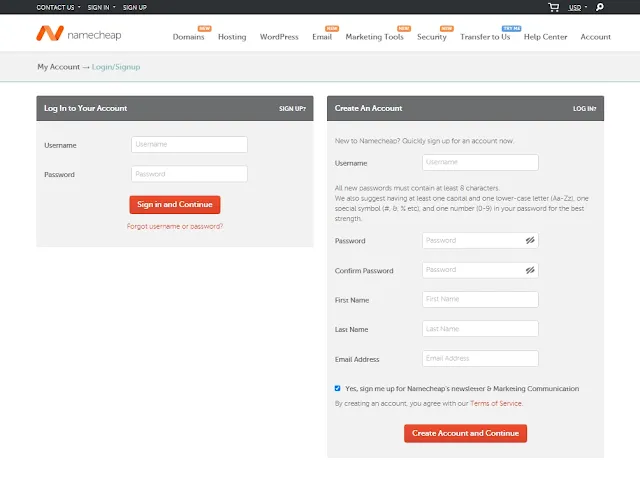 خطوات شراء نطاق أو دومين جديد من نيم شيب Namecheap قم بتسجيل الدخول SIGN IN أو أنشئ حساب جديد SIGN UP